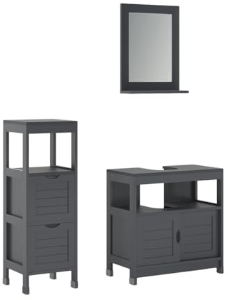Vicco Conjunto de Muebles de baño Vilda, Gris, 3 Partes