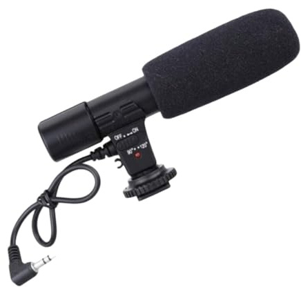 SHINEOFI Micrófono de Vídeo para Cámara Réflex Digital y Teléfono, Portátil y Ligero, para Entrevistas y Grabación Profesional, Compatible DSLR y Videocámara, Uso en Vlogs y Transmisión