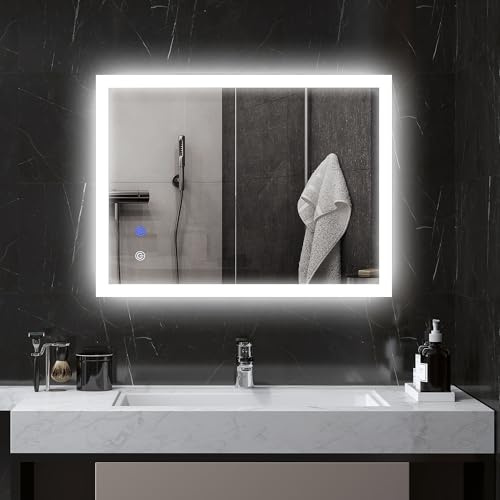 kleankin Badspiegel mit LED-Beleuchtung mit Touchschalter 80 x 60 cm IP44