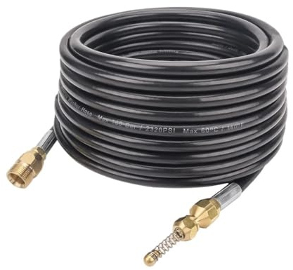 High Pressure Washer Hose Pipe Cord Sewer Drain Water Cleaning Hose Sewer Jetter Pipe Kit M22-Male Thread Connector Fit for Kranzle(15M)