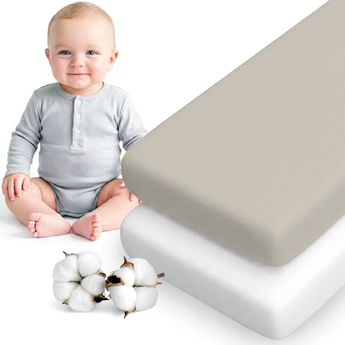 Dreamzie - Juego de 2 Sábanas Cuna 50x83 cm - 100% Algodón | Gris/Blanco · Minicuna · Suave · Transpirable · Oeko-Tex