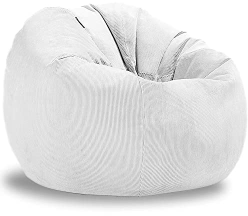 SXBCyan Sillón Puff Funda De Pana For (sin Relleno) Grande Sac Reclinable Asiento Esquina Futón Extra Lavable A Máquina Almacenamiento For Animales Peluche(White,100cm)
