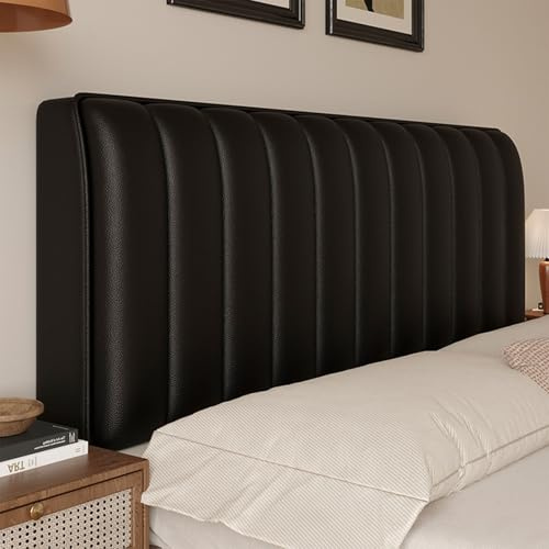 UHVUJDUI Bettkopfteil Hussen Leder Bett Kopfteil Bezug/Überzug Leder,All-Inclusive Dehnbare Kopfteilbezug Staubdichte Schutzhülle Für Schlafzimmer Kopfteil(Nero,160cm)