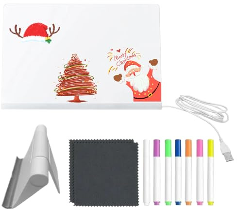 Tavoletta Luminescente per Appunti | Tavolo da Disegno Acrilico Illuminato con 7 Penne a Asciugatura Rapida - Blocco Note Luminoso per Casa Scuola Prescolare e Viaggi