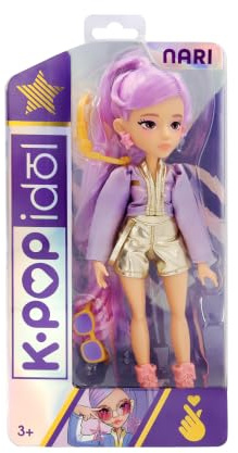 K-POP IDOL Muñeca Nari Fashion Doll Estilo K-Pop Power Idol, Cabello Lavanda. 3 Accesorios para Crear Outfits Optimo para Fans a Partir de 3 Años de Edad