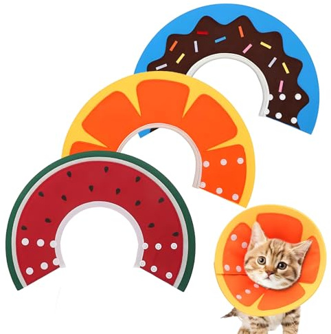 3 collari per gatti, 7 – 8 cm, protezione contro le perdite, collare regolabile per cani, morbido e traspirante, per cuccioli, cani di piccola taglia e gatti (multicolore 1)