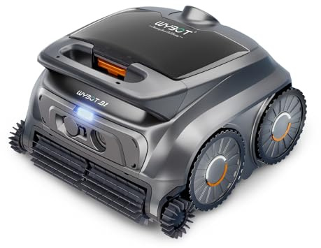 WYBOT B1 Robot de Piscina inalámbrico para Piscinas pequeñas, Robot de Limpieza Inteligente Ligero con Control de aplicación, Cubierta de Pared y Suelo, Dos cepillos Laterales, Gris Naranja