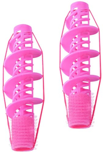 TEHAUX Bigodini Flessibili per Chioma 2 Pezzi, Arricciacapelli senza Calore per Chioma Lunghi e Corti, Strumenti per Styling Fai da Te e Salone, Rulli per Permanente in Plastica Rosa