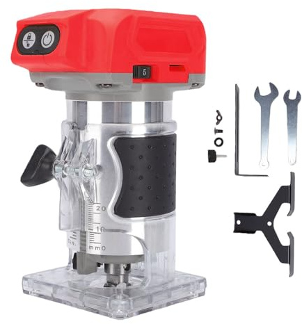 Oreilet Fresatrice per Legno Cordless 800W, 30000RPM 5 velocità Regolabili Fresatrice per Palmo Mano, per Legno Manuale Elettrica Senza Spazzole, per 48-11-1820, Batteria