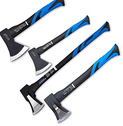 BITUXX Spaltbeil Axt Beil Spalthammer Spaltkeil Fiberglas Forst Set - Die Perfekten Werkzeuge für Garten und Wald (Beil 600g + 1000g + Spaltaxt 1000g + Spaltaxt)