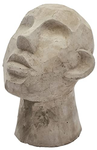 Villa Collection Talvik Kopf Figur Deko, Dekorative Skulptur aus Beton/Zement, Skandinavische Deko Modern, 16 x 18 x 23 cm, Grau
