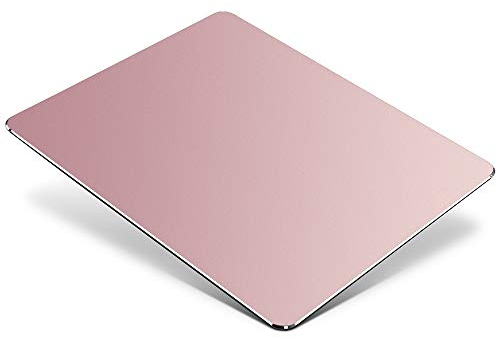HONKID Aluminium Metall Mauspad Gaming Mouse Pad Aluminium-Mausunterlage, Mauspad mit Glatter Präzisionsoberfläche und Rutschfester Gummibasis für Laser-/optische Maus,Roségold(23x18x0,2cm)