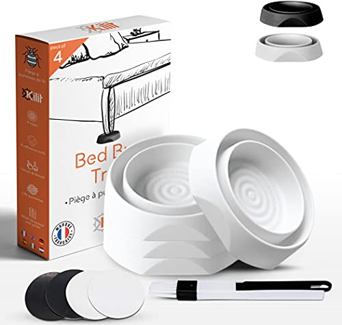 KALIGEN Bettwanzenfalle [4er Set] Weiss - Interceptor Anti Bettwanzen Profi - Bettschutz Oekologisch Ohne Pestizide