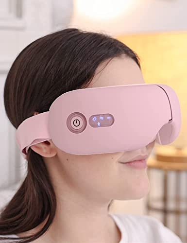 Eyeology Eye Massager, Heated Eye Mask for Migraines, Strain Dark Circles, Pink