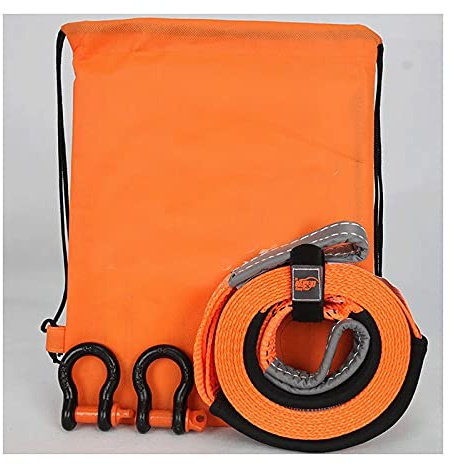Sangle de Remorquage De Voiture, 4x4 Robuste, Corde de remorquage 5M, Sangle De Remorquage De Véhicule, Avec 2 Manilles Facile À Utiliser Cordes De Remorquage Pour Automobile,pour Voitur(Color:Orange)