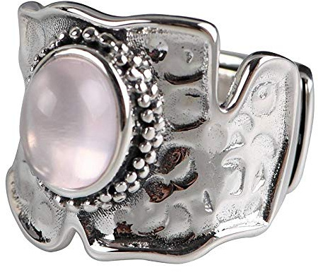 liuduo Bague Argent 925 Femme,Bagues Réglables Vintage Chunky Brillant Rose Cristal Pivoine Bague en Argent Sterling Charmant Bijoux De Noël Cadeau Bagues De Mariage pour Hommes Femmes Dames