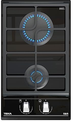 TEKA Placa de Cocción a Gas 30 cm, 2 Fuegos, ExactFlame, Autoencendido, Parrillas de Fundición, Modelo GZC 32300