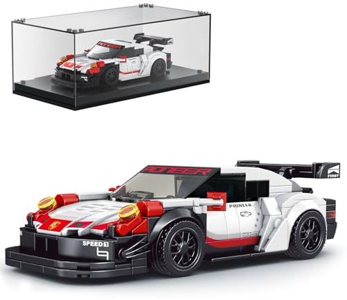 Mould King 27010 Speed Champion Rennwagen Bausteine 911 RSR Sportwagen Klemmbausteine mit Acryl-Vitrine Modellautos zum Sammeln (349 Teile)