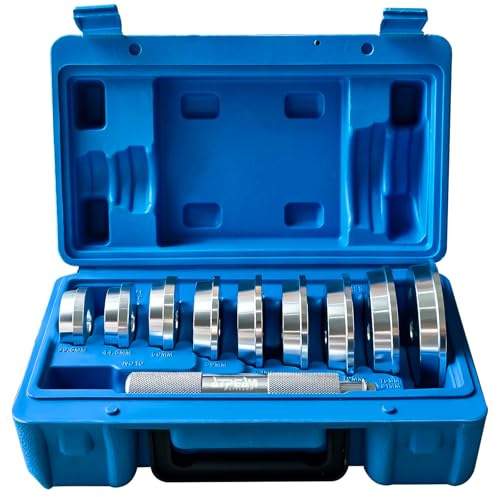 ATPEAM Bearing Race and Seal Bushing Driver Install Set, 1 Driver 9 Discs Collar Axle Housing, 10 PCS Master Universal Aluminum Bush Drive Seal Universal Kit for Automotive Wheel Bearings