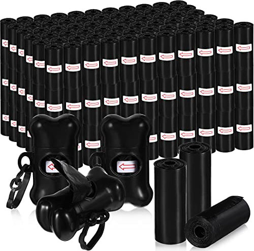 Teling 3000 Count Dog Poop Bags with 3 Dispensers, Black