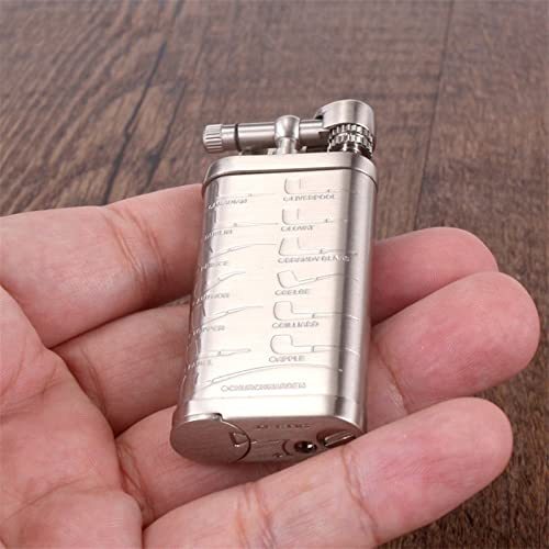 XOTAK Accendini da Pipa multifunzionali Accendini antichi, Accendini retrò Accendini a Ruota con Fiamma Morbida, Accendini da Pipa (Color : Silver)