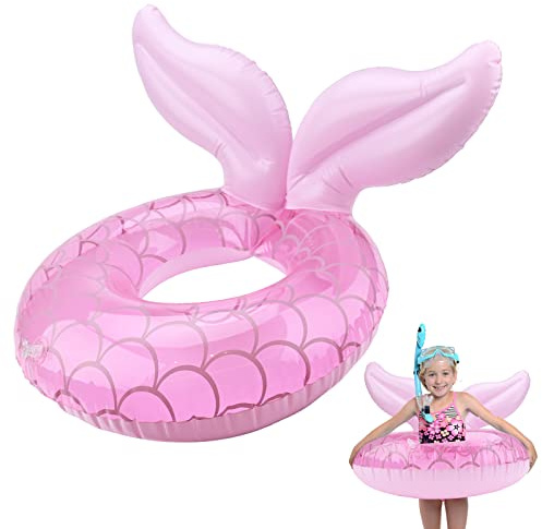 Swimming Ring for Kids Mermaid Pool Ring Inflatable Pool Floats Swimming Rubber Ring Inflatable Swimming Ring for Kids 2-9years Summer Pool Party and Water Sports