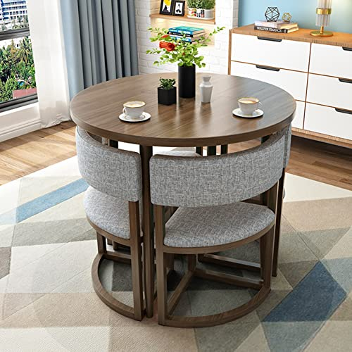 Esstisch rund 80 cm Couchtisch und Stühle Set 5-teilig kleiner Raum Büro Konferenztisch Seminartisch Wohnung Arbeitszimmer Balkon Küche Salon Café Lounge Bankettstühle Essecke Frühstücksecke ( Color :