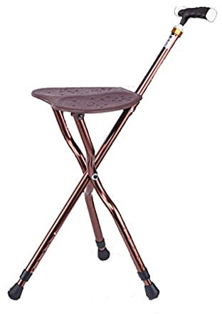 Krücken-Klappstuhl, höhenverstellbarer Hocker, dreibeiniger Gehstockstuhl mit Sitzhocker, leichte Gehhilfe, geeignet für ältere Menschen, Krücken-11.19 Interesting