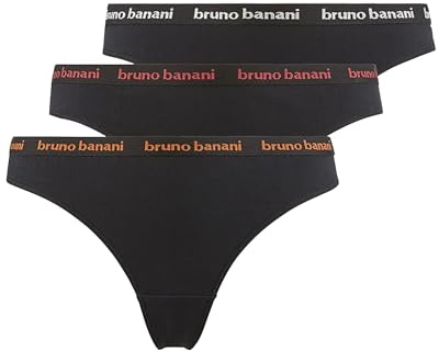 bruno banani Damen Strings Flooding - 3er Set - Bequemer Bund & Perfekter Halt - Atmungsaktiv & Sportlich schwarz orange/pink/Silber Lurex, S