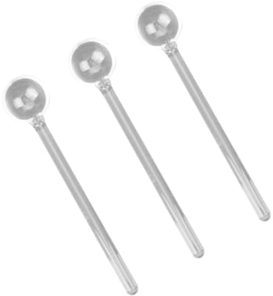 PACKOVE 3pcs Long Handle Glass Coffee Tea Spoons Stirring Sugar Spoon Dessert for Home Kitchen Tableware