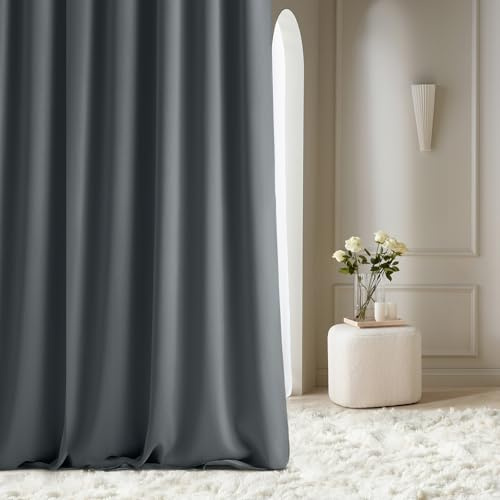 ROOM99 Vorhang mit Silberen Ösen Aura 140 x 230 cm Breite x Höhe Schiebegardinen Modern Curtain Wohnzimmer Schlafzimmer Dunkelgrau, 1 Stück