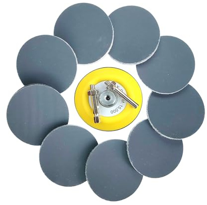 Wanmutrun 75mm Imperméable Papier Abrasif Set Hook and Loop 90pcs Grain1000 Carbure de Silicium Disques abrasifs Convient pour les Petites Machines à Polir