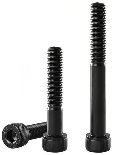 YIIFLY Vis métriques à six pans creux M8×60 mm M8×1,25, entraînement hexagonal intérieur, acier allié classe de résistance 12,9, DIN 912, oxydation noire, filetage partiel, 10 pièces