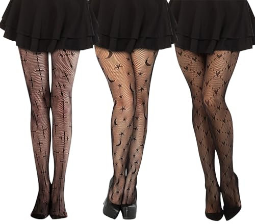 GUOYOU collant resille,3 Pièces collant femme noir squelette araignée sexy araignée collant fantaisie motifs,pour robes assorties fêtes d'Halloween cocktails Attirer l'attention