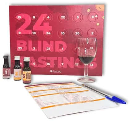 E-TASTING Calendario de Adviento de Vino “24 Blind Tastings” – Edición Black Friday – 24 vinos de 20 ml – Cata a ciegas de vino tinto, blanco y rosado – Regalo para hombres y mujeres