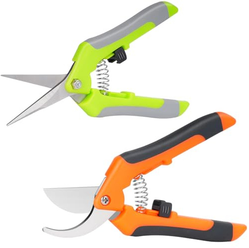 Oumuik Obstpflücker und Baumschere 2er-Set gartenschere rosenschere blumenschere Für Garten Bonsai Blumen Pflanzen Ernte Obst Sträuße Gemüse Rosen Schere