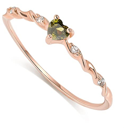 Vergoldete Geburtssteinringe für Damen, Herz-Gold-Stapelring, 925 Sterling Silber, handgefertigte Freundschaftsringe, Geburtsstein