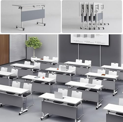 Klappbarer Konferenztisch mit feststellbaren Rollen, tragbarer Konferenztisch für Büro, Zuhause, Klassenzimmer, 2 bis 10 Personen, langlebiges und platzsparendes Design (6 Stück)