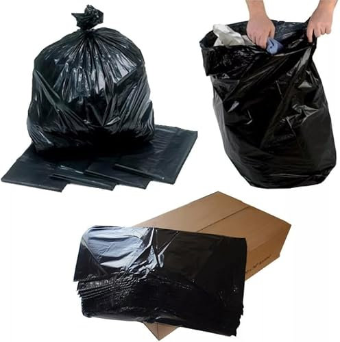 HOT BARGAINS 100 X Black Refuse Sacks Heavy Duty Rubbish Bin Bags Size 18 x 29 x 39'' Capacity 90L (100)