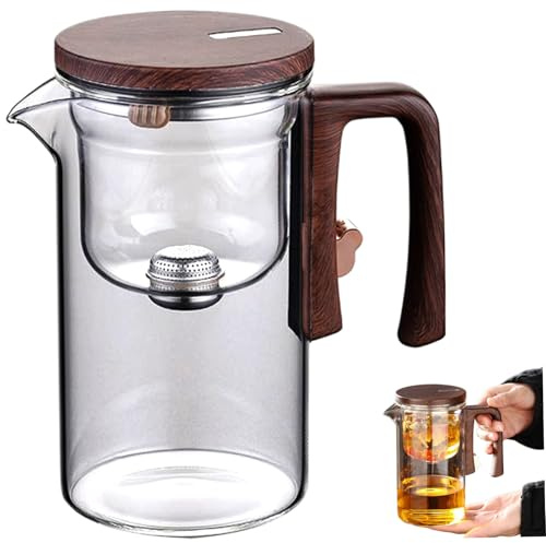 Théière Magnétique en Verre de 520 ml Avec Infuseur Pour Thé en Vrac - Poignée, Bec Verseur, Couvercle - Lavable, Amovible, Résistante à la Chaleur - Pour Maison, Bureau