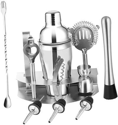 Alipis 12pièces Kit Shaker Cocktail INOX Professionnel Mixeur Boissons pour Bar Restaurant Pub à Domicile
