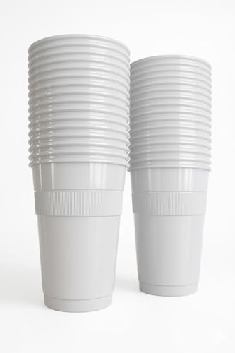 Coreint Plastic Cups Red 9oz (80 Pcs) - Durable Red Party Glasses for All Events Christmas, Garden Party, Weddings, Picnics – Glass Reusable and Recyclable (White)