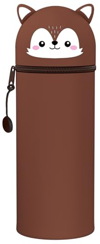 QRKPVHD Kawaii Federmäppchen 2-in-1-Weiche Silikontasche, Stand Up Federmäppchen, Tier Stifthalter, Stifthalter Bleistifttasche Mädchen Junge (Elch)