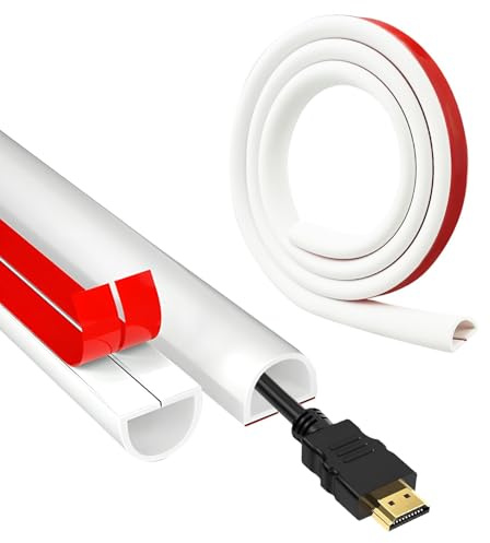 Gaine de câble pour câbles électriques en forme d'arc en PVC blanc – Protection autocollante pour câbles intérieurs, pour cacher les fils sur le mur et le sol (15 mm x 10 mm)