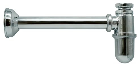 L'ARTISTICA F.LLI PERINCIOLI | Sifone a Bottiglia in Ottone da 1 Cromato, Sifone a Bottiglia per Lavandini da Esterno ed Interno, max 25cm