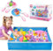 deAO Magic Play Sand Set für Mädchen, Eiscreme Spielsand Sandspielzeug Sandformen Playset für Drinnen Kreatives Sand für Kinder Jungen Mädchen