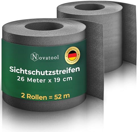Novatool Rollo de polipropileno de 52 m de alta calidad, para valla de doble varilla, color antracita, para 20 filas, tiras de protección visual, extra estables, resistentes a los rayos UV, para