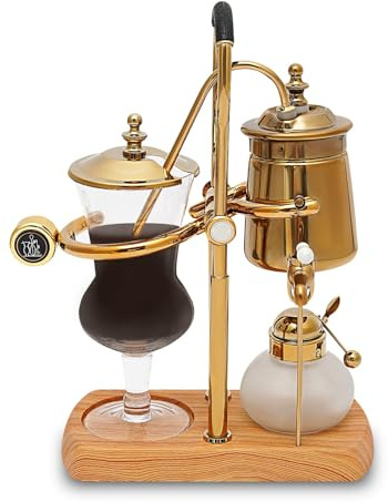 RjcdOPL Machine à Café à Siphon d’équilibrage, Cafetière Royale Belge Doré, Style Vintage et Élégant, Capacité 400ml