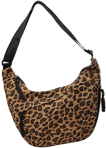 Nievajio Borsa a tracolla da donna con motivo leopardato a mezzaluna, borsa per il tempo libero, grande capacità, alla moda, donna