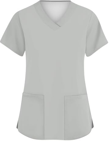 Scrub Tops for Women UK Medical Uniforms & Scrubs V Neck Tee Short Sleeve Classic Workwear Nurses Shirts Doctor Hospital Health Carers Healthcare Medical Uniform Beauty Tunic Tops with Pockets